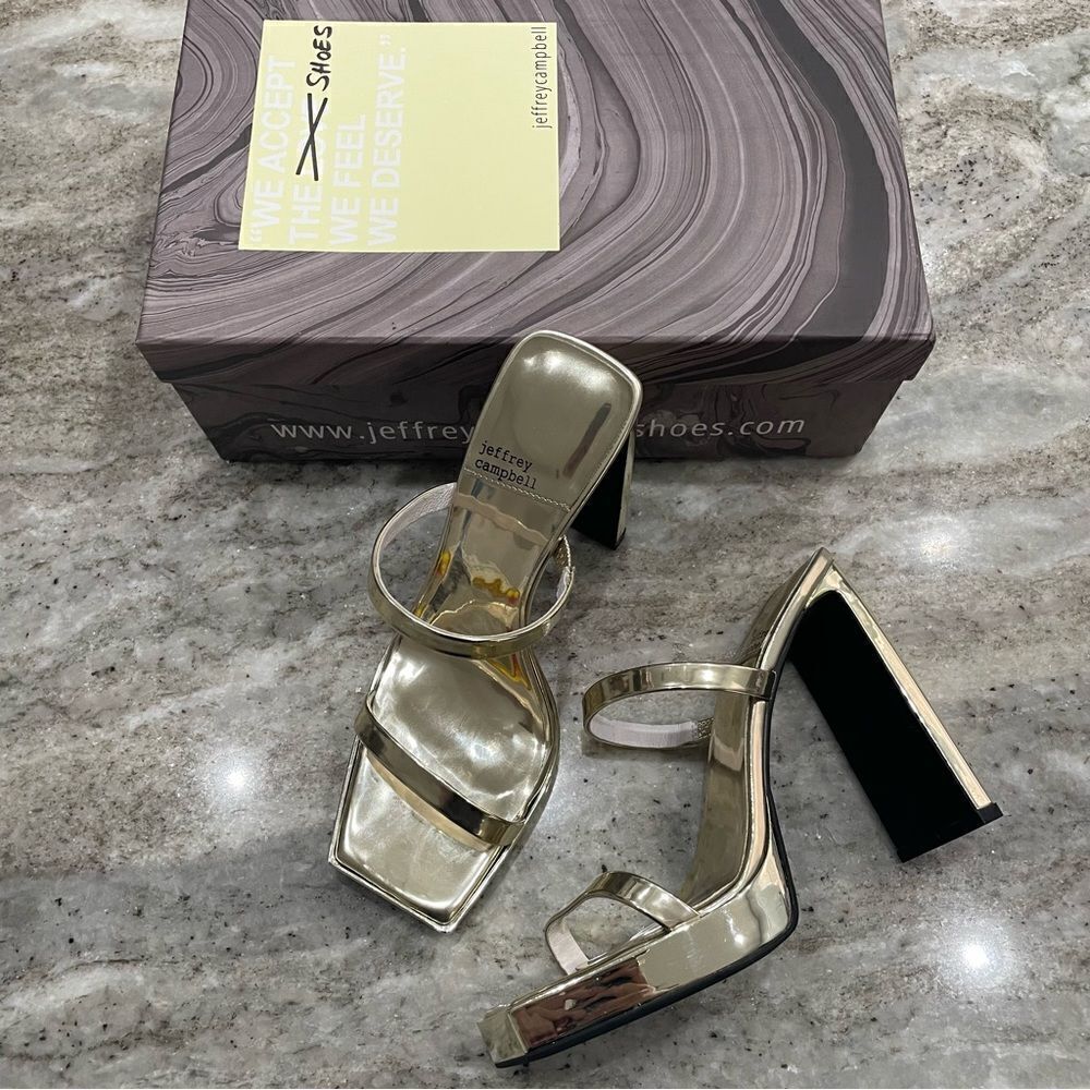 Nwt Jeffrey Campbell Gold Hustler Platform Sandal Size 7 - Picture 4 of 14